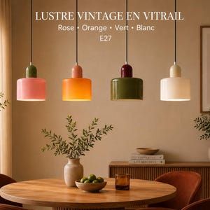 Colorful Glass Pendant Light, Vintage Hanging Lamp, Retro Ceiling Light, Japandi Decor, Small Pendant Lamp, Kitchen Island Light