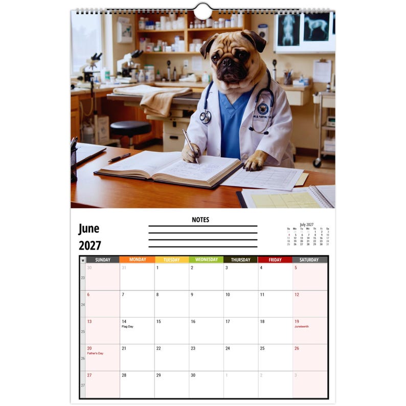 Funny Pugs Wall calendar 2027 image 8