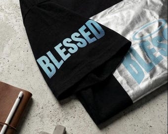Blessed Christian Streetwear Tee | Joshua 1:9 Metallic Foil Graphic Shirt