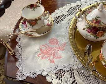 Victorian Rose Lace Handkerchief