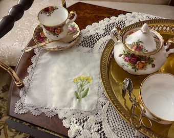 Yarrow and Lace Handkerchief