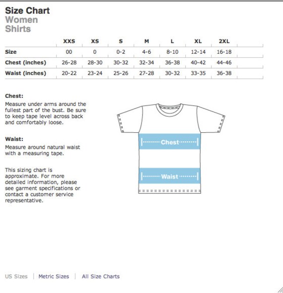 American Apparel Tri Blend Tank Size Chart