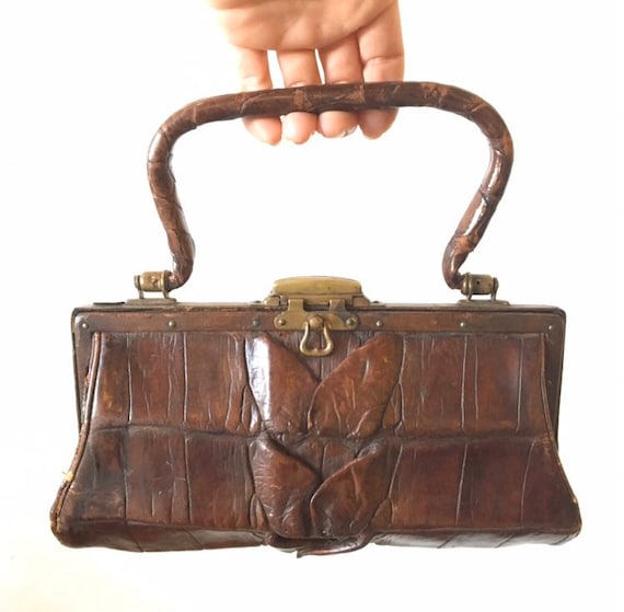 Petite Antique alligator handbag tiny purse late 1