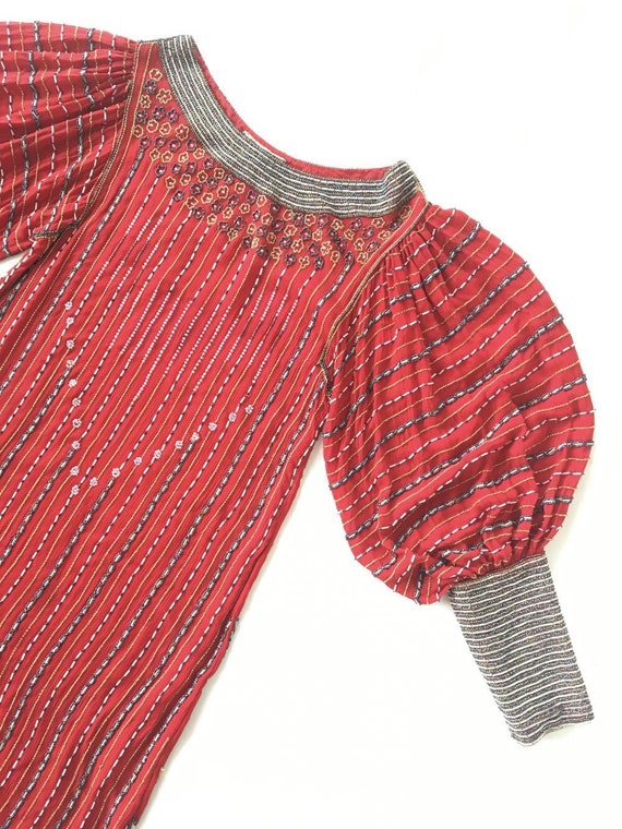 Vintage 70s Sister Max designer red silk heavily b
