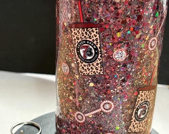 7Brew Inspired 16oz Acrylic Snow Globe Cup, Leopard Print Dry Glitter  Tumbler with Handle, Aesthetic Iced Coffee Mug, Daily Grind Gift