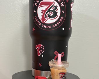20oz Seven Brew Tumbler with Handle, Color options availableCoffee Cup, Seven Brew Inspired Tumbler, Mini Drink Keychain Set, Coffee Lover G