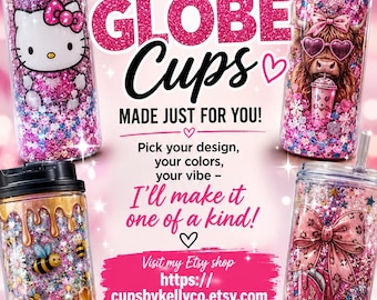 Custom Snow Globe Tumbler, Personalized Glitter Cup, Custom Drinkware, Choose Your Design & Size, Handmade Tumbler, Unique Gift