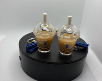 Dutch Bros Inspired Custom Iced Coffee Keychain with Tassel, Cute Coffee Cup Bag Charm, Coffee Lover Gift, Drink Keychain