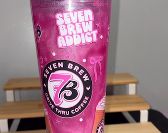 24oz Pink Glitter Cat Eye Tumbler | Color Changing Touch Glitter Cup | Clear Lid & Straw | Sparkle Iced Coffee Cup | Handmade Gift