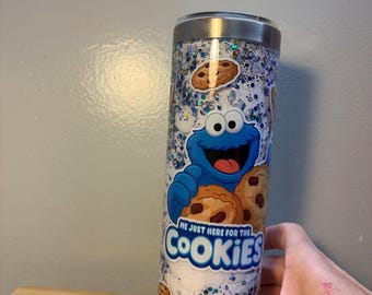 Roestvrijstalen beker van 590 ml (20 oz) geïnspireerd op Cookie Monster, blauwe beker met figuurtje, schattig cartoon drinkgerei, cadeau voor koekjesliefhebbers