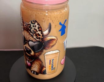 Iced Coffee Dutch Bros Inspired Realistic Iced Coffee Tumbler 16 oz, Acrylic Snow Globe Cup with Straw, Fake Coffee Lover Gift, Reusable