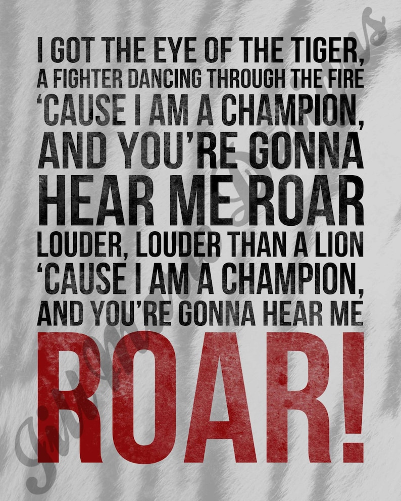 Roar by Katy Perry Song Lyric Digital Printable Instant | Etsy