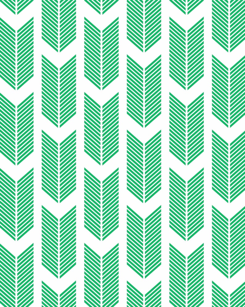 Chevron Arrows Wall Art Mint Green on White Home Decor Etsy