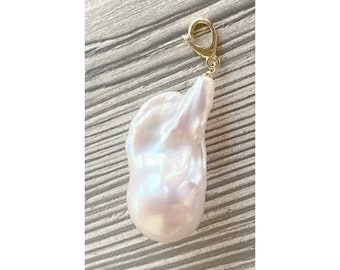Solid 14K Gold Baroque Freshwater Pearl Charm, Birthday Gift , Single Baroque Freshwater Pearl Charm , Pearl Charm Pendant
