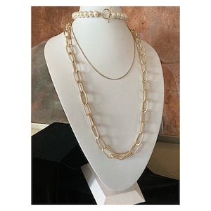 L' Heure D'or Long Chunky Gold Statement Layering Necklace , Long ...