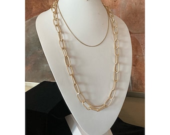 L&#39; Heure D&#39;or Long Chunky Gold Statement Layering Necklace , Long Chunky Chain Necklace ,Gold Necklace , Layering Necklace, Multiple Lengths