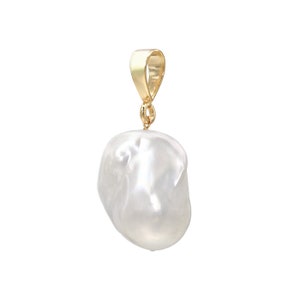 Unisex Large Baroque Pearl Pendant, White Freshwater Pearl Pendant ,Bridesmaids Gift, Designer Pearl Charm ,Large White Pearl Pendant, Gift