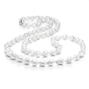 Chunky 36 Inch Opera  White Baroque Pearl Necklace - Baroque Freshwater Pearl Long Necklace,Long Pearl Statement Necklace,Gift For Her