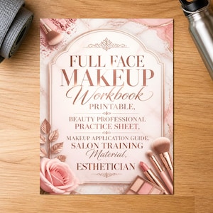 Full Face Makeup Workbook Printable, Beauty Professional Practice Sheet, Makeup Application Guide, Salon Training Material, Esthetician