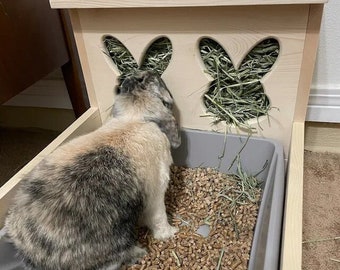 Rabbit Hay Feeder With Litter Box extra large for pet bunny rabbits