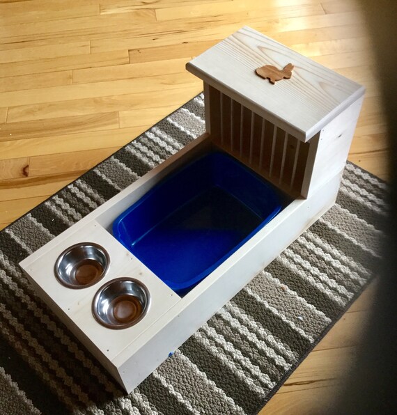 Rabbit Hay Feeder With Litter Box Food And Water Bowls Dowel Etsy