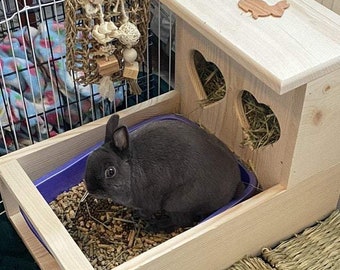 Rabbit Hay Feeder With Litter Box-Heart Model