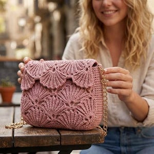 Wzór na szydełkową torbę 3D z muszli | Torebka Boutique Scallop (samouczek w formacie PDF)