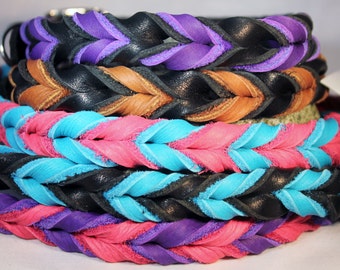 Braided Bullhide Collar, Custom Leather Dog Collar, 3/4" wide.