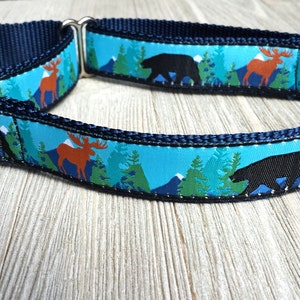 1&quot; Wide Jacquard Martingale Collar, Black Bear and Moose