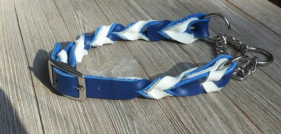Braided Leather Martingale Collar 3 4 With Chain Etsy