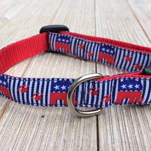 Republican Elephant, 5/8&quot; Dog Collar, Side release buckle