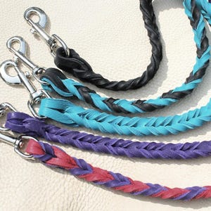 Braided Bullhide lead, 4' long, leather, handmade leash