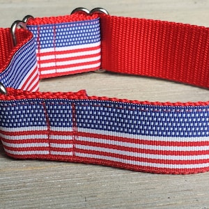 1.5&quot; Wide Martingale Collar, American Flag, USA