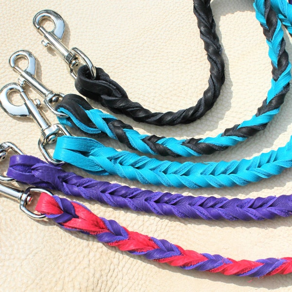 Braided Bullhide lead, 4' long, leather, handmade leash