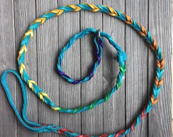 Braided Bullhide SLIP Leash, Vanessa Ombre, leather, handmade leash
