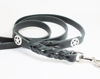 Braided Leather Leash with Stars