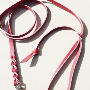 RED Mellow Tan leather leash, lighter than bullhide