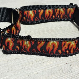 1&quot; Wide Jacquard Martingale Collar, Red Flames