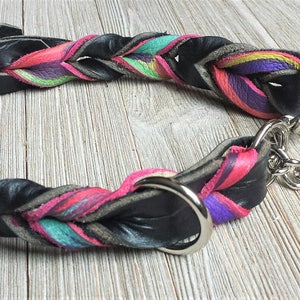 Leather Martingale, Braided Leather Martingale, Custom Leather Dog Collar, 1&quot;, 3/4&quot; wide.
