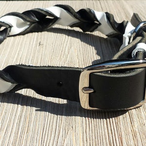 3/4 Wide Braided Leather Collar, Black Latigo and other Bullhide Color image 2