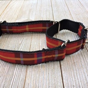 1&quot; Wide Jacquard Martingale Collar, Red Yellow Plaid