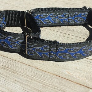 1&quot; Wide Jacquard Martingale Collar, Blue Flames