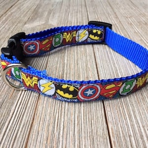 3/4&quot; Adjustable Dog Collar, Buckle Collar,  Superhero