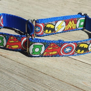 1&quot; Wide Jacquard Martingale Collar, Superhero