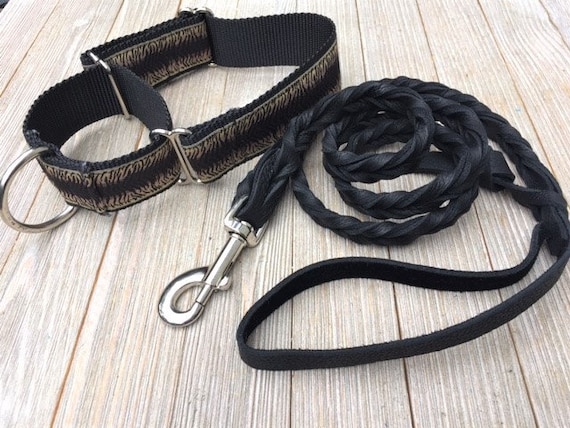 1 12 Wide Martingale Collar /& Fully Braided Leash Leopard Pattern 10/% off of total purchase