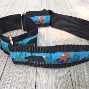 Bear and Moose, Outdoors Pattern, 1 1/2&quot; Wide Martingale Collar