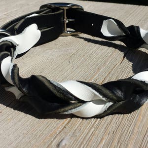 3/4 Wide Braided Leather Collar, Black Latigo and other Bullhide Color image 1