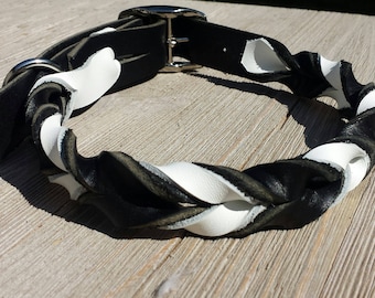 3/4" Wide Braided Leather Collar, Black Latigo and other Bullhide Color