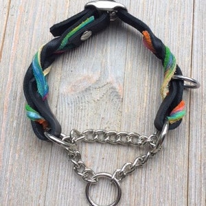 Leather Martingale, Braided Leather Martingale, Custom Leather Dog Collar, 5/8&quot;, 1/2&quot; wide.
