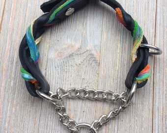 Leather Martingale, Braided Leather Martingale, Custom Leather Dog Collar, 5/8", 1/2" wide.